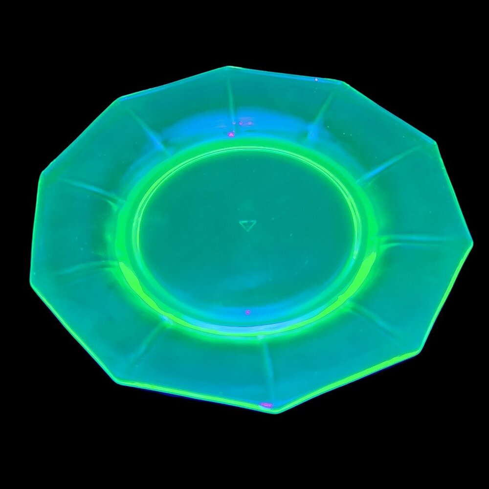 Vintage Uranium Depression Glass Green Serving Plate